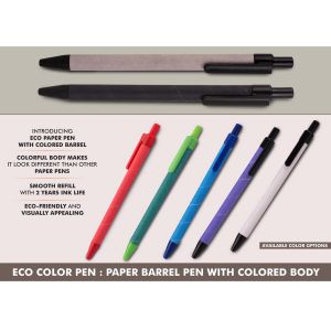 101-L168*Eco color pen Paper barrel pen with colored body