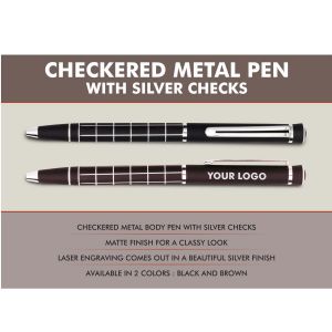 101-L170*Checkered Metal Pen with Silver Checks