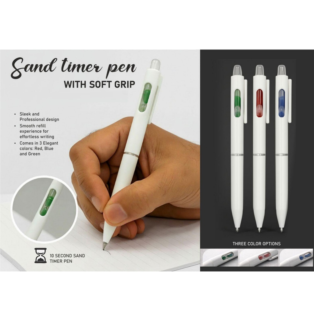 101-L188*Sand timer pen with Soft grip 15 second timer