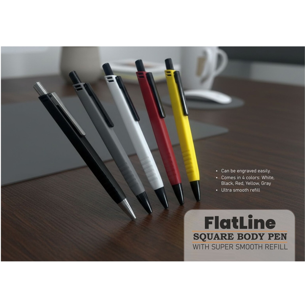 101-L191*FlatLine Square body pen with super smooth refill