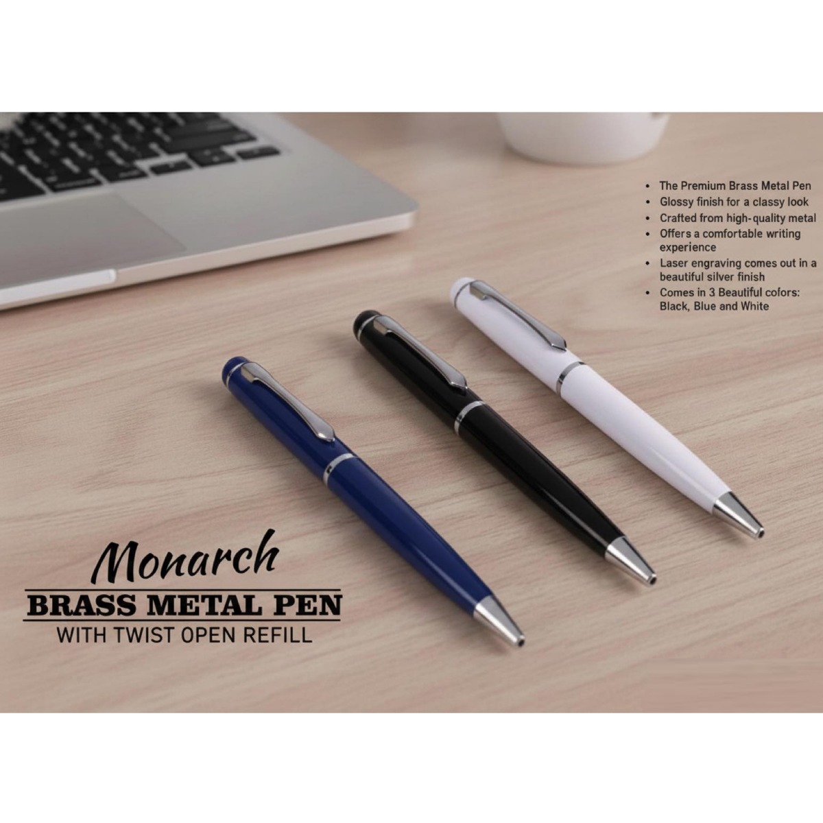 101-L193*Monarch Brass metal pen with twist open refill