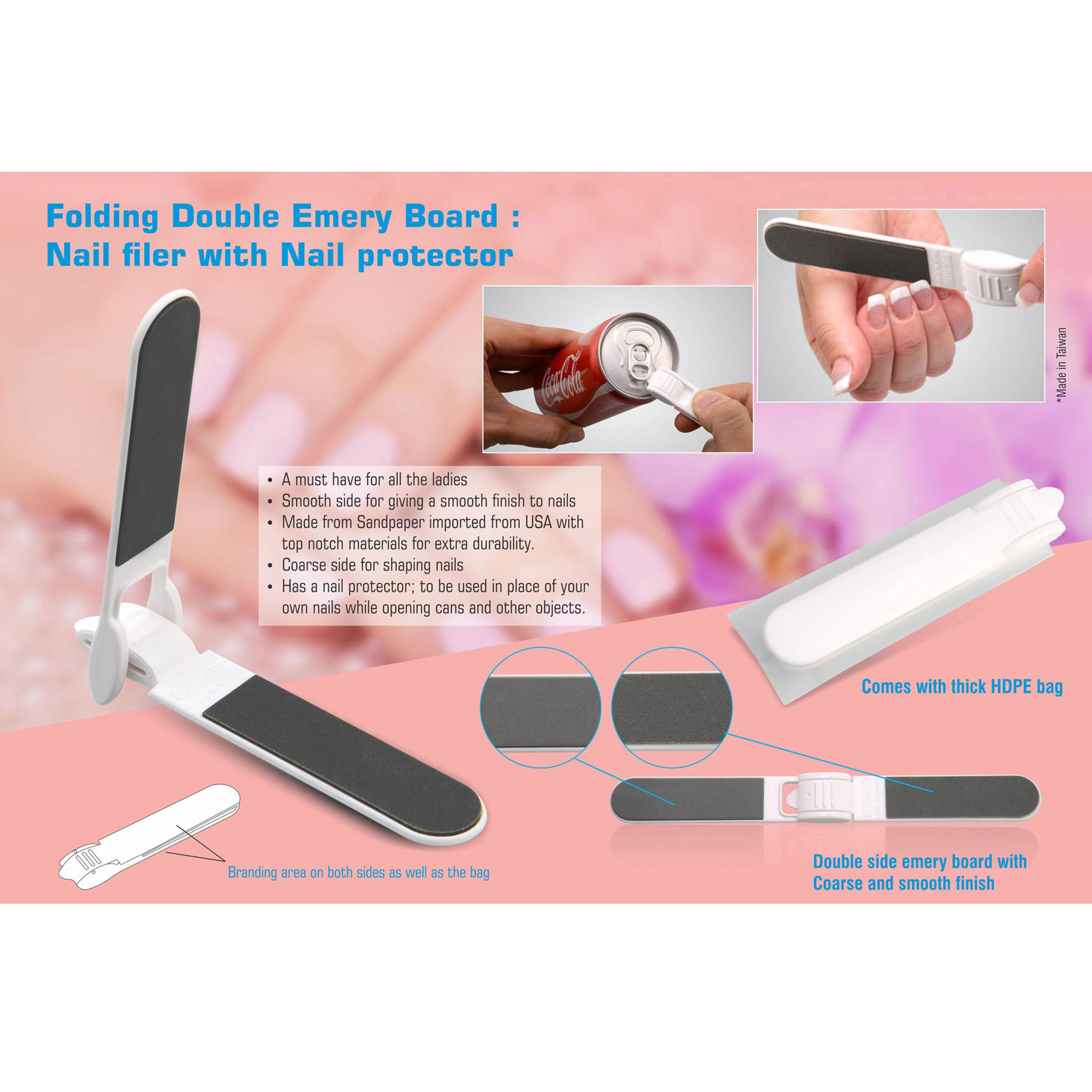 101-N19*Folding Double Emery Board Nail filer with Nail protector