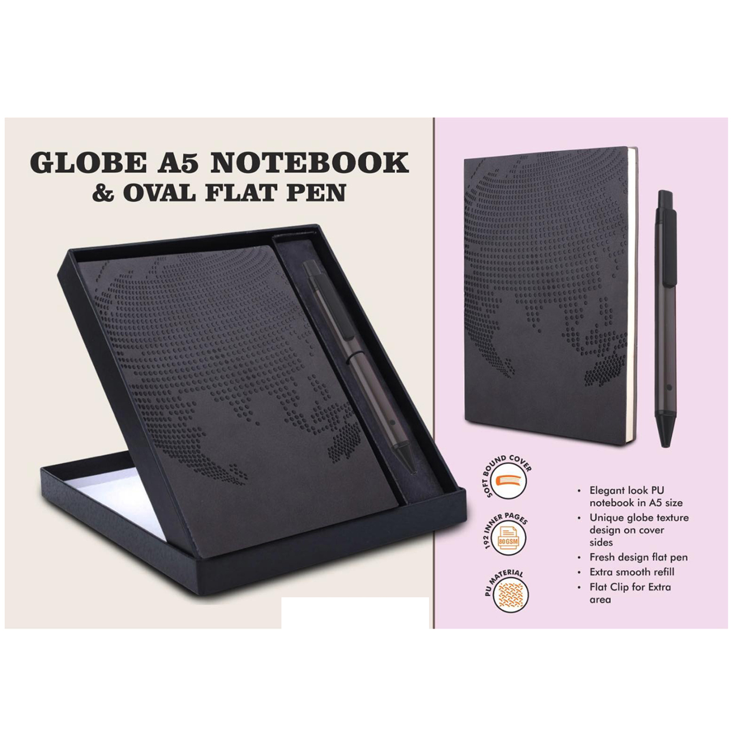 101-Q129*Globe Notebook Gift set A5 Globe Notebook