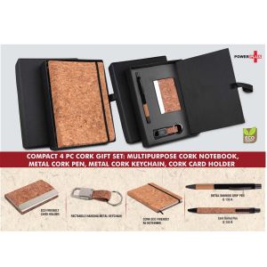 101-Q133A*Compact 4 pc Cork gift set Cork Notebook