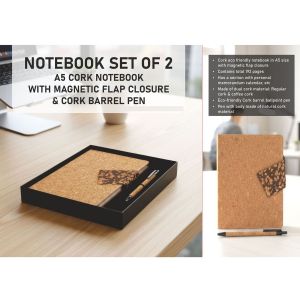 101-Q235*Notebook Set of 2 Cork Duo notebook with Magnetic Flap