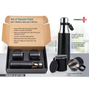 101-Q44*Set of Vacuum Flask with 2 Stainless steel cups in Gift box