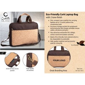 101-S16*Eco-Friendly Cork Laptop Bag with 2 tone finish