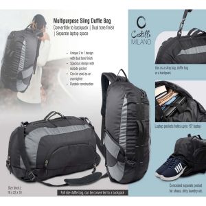 101-S22*Multipurpose Sling Duffle Bag | Convertible to backpack | Dual tone finish | Separate laptop space