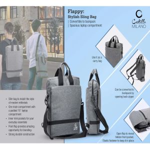 101-S24*Flappy Stylish Sling bag  Convertible to backpack  Spacious laptop compartment