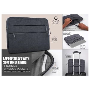 101-S29*Laptop Sleeve with Soft inner lining | 6 outside spacious pockets | Soft touch fabric for gadget protection