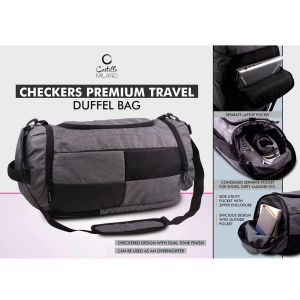 101-S40*Checkers Premium Travel Duffel bag  Separate Laptop Compartment  Shoe & Utility Pockets on sides