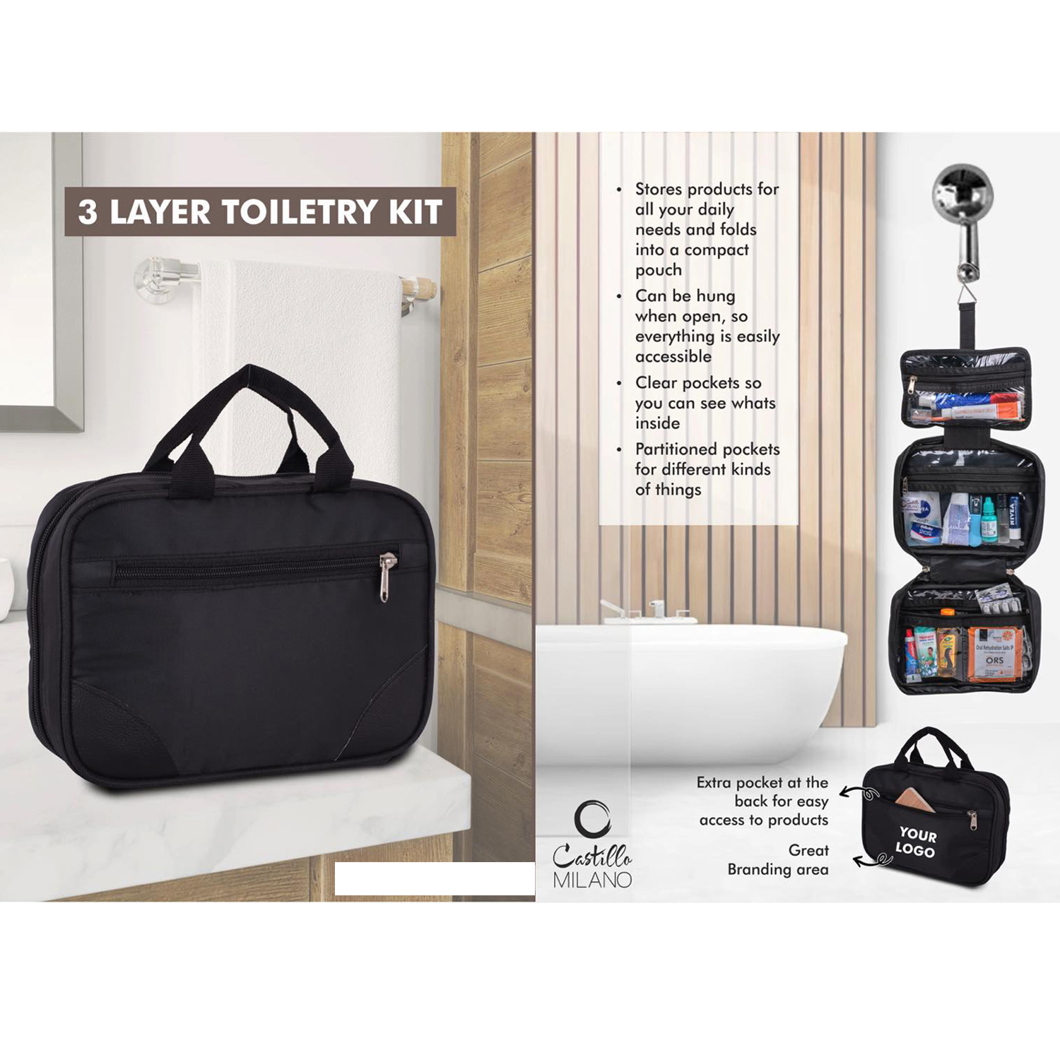 101-S44*3 Layer toiletry kit Medium size