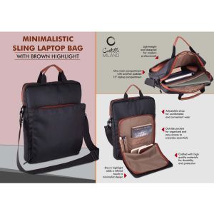 101-S48*Minimalistic Sling Laptop bag  Sleek design with Brown highlights