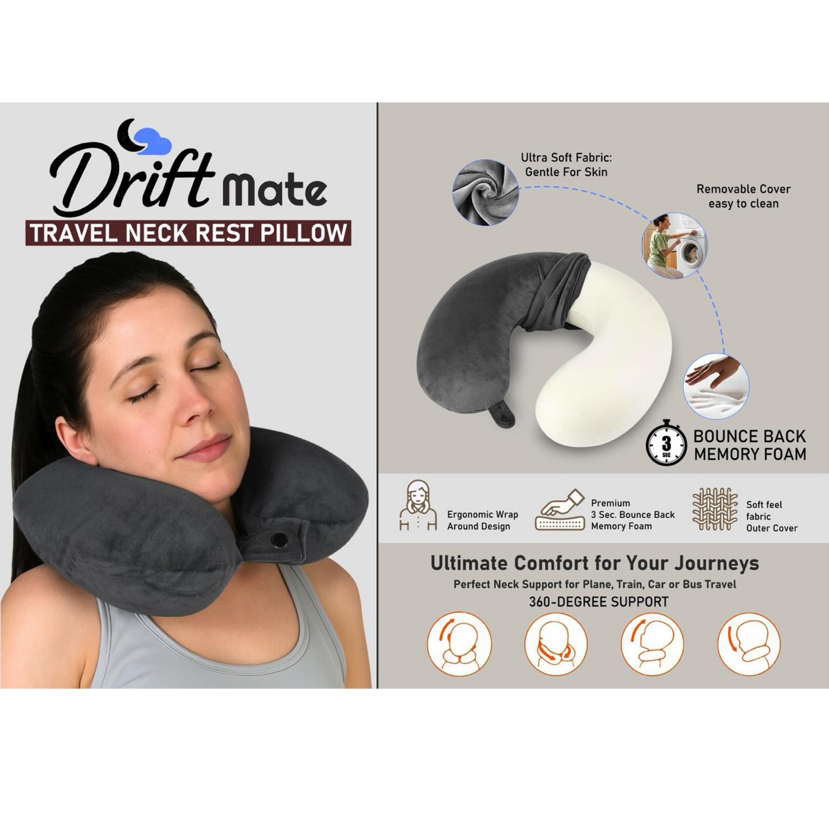 101-S62*DriftMate Travel Neck Rest Pillow