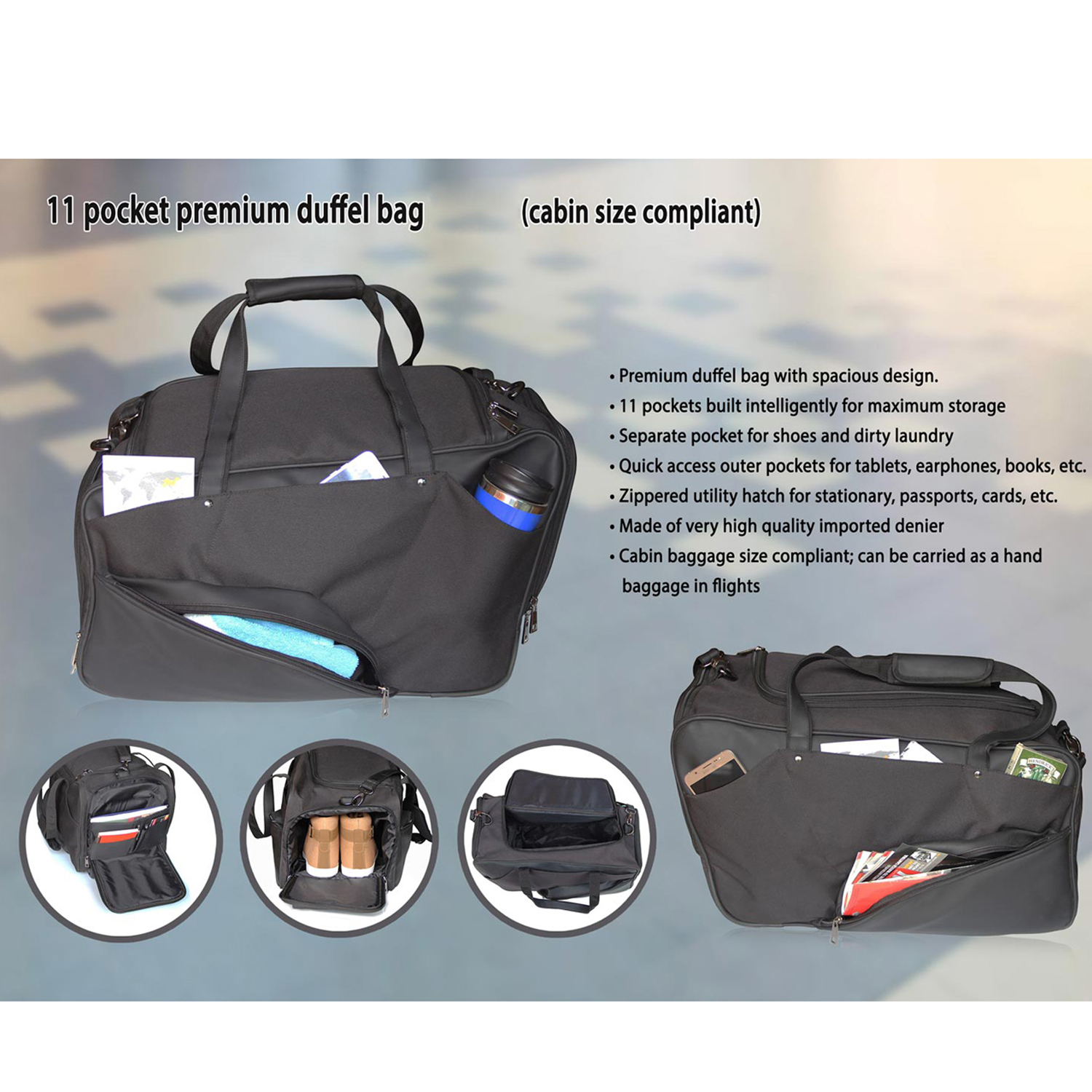 101-SE182*11 pocket premium duffel bag 