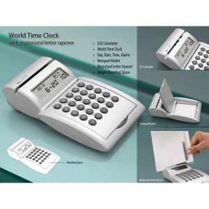 101-T10*World time calendar Clock/ Calculator/ Motorized Letter opener/ Pad holder