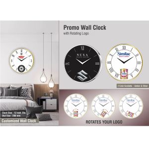 101-W11*Promo Wall clock with Rotating Logo  Branding included MOQ 100pc