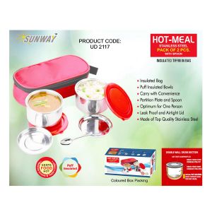 12023UD2117*HOT MEAL SET OF 2 WITH SPOON PU INSULATED