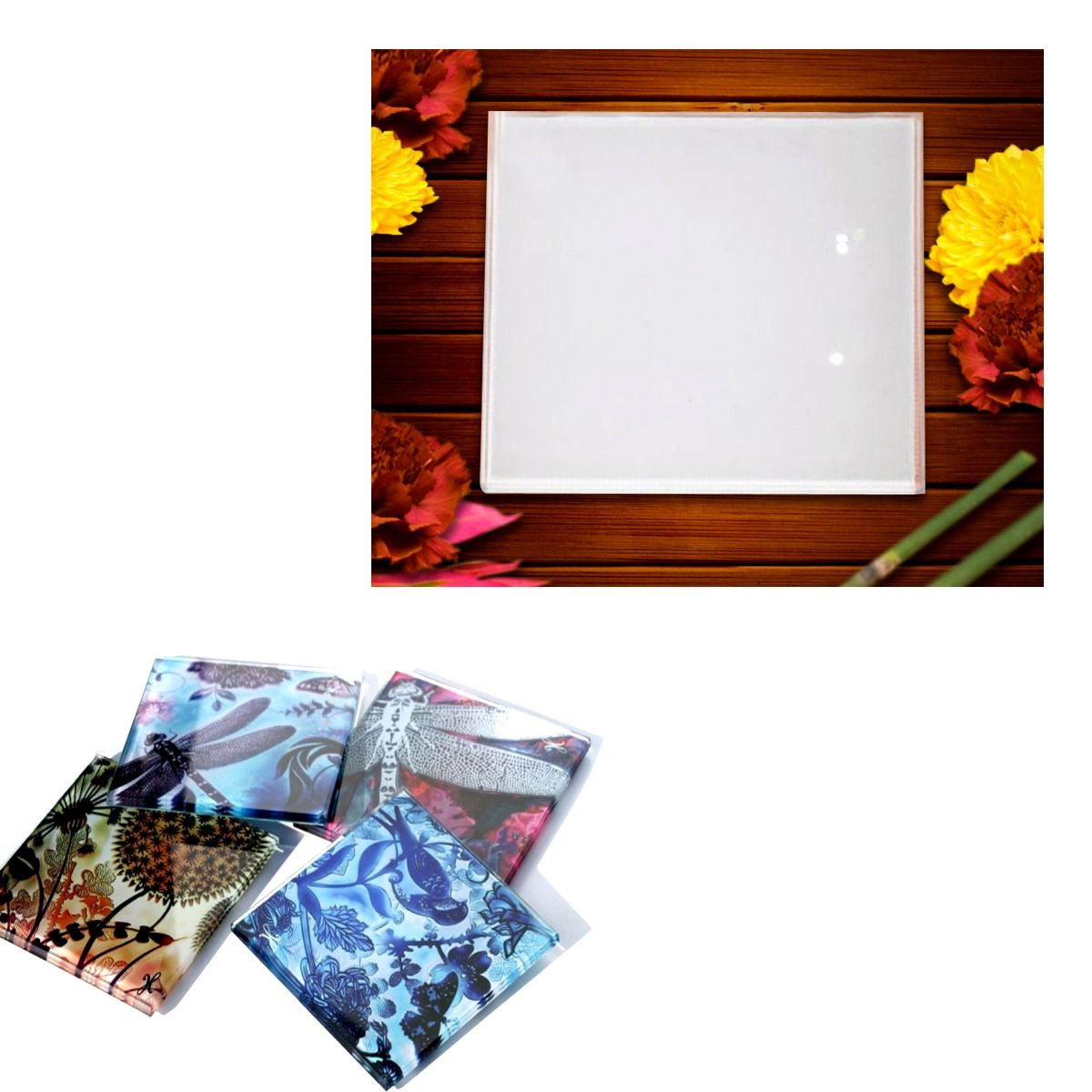 4 PC SQ coaster,toughened gl(120)*BL-17A