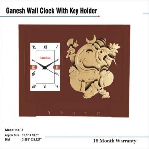 24202203*GANESH WALL CLOCK WITH KEY HOLDER