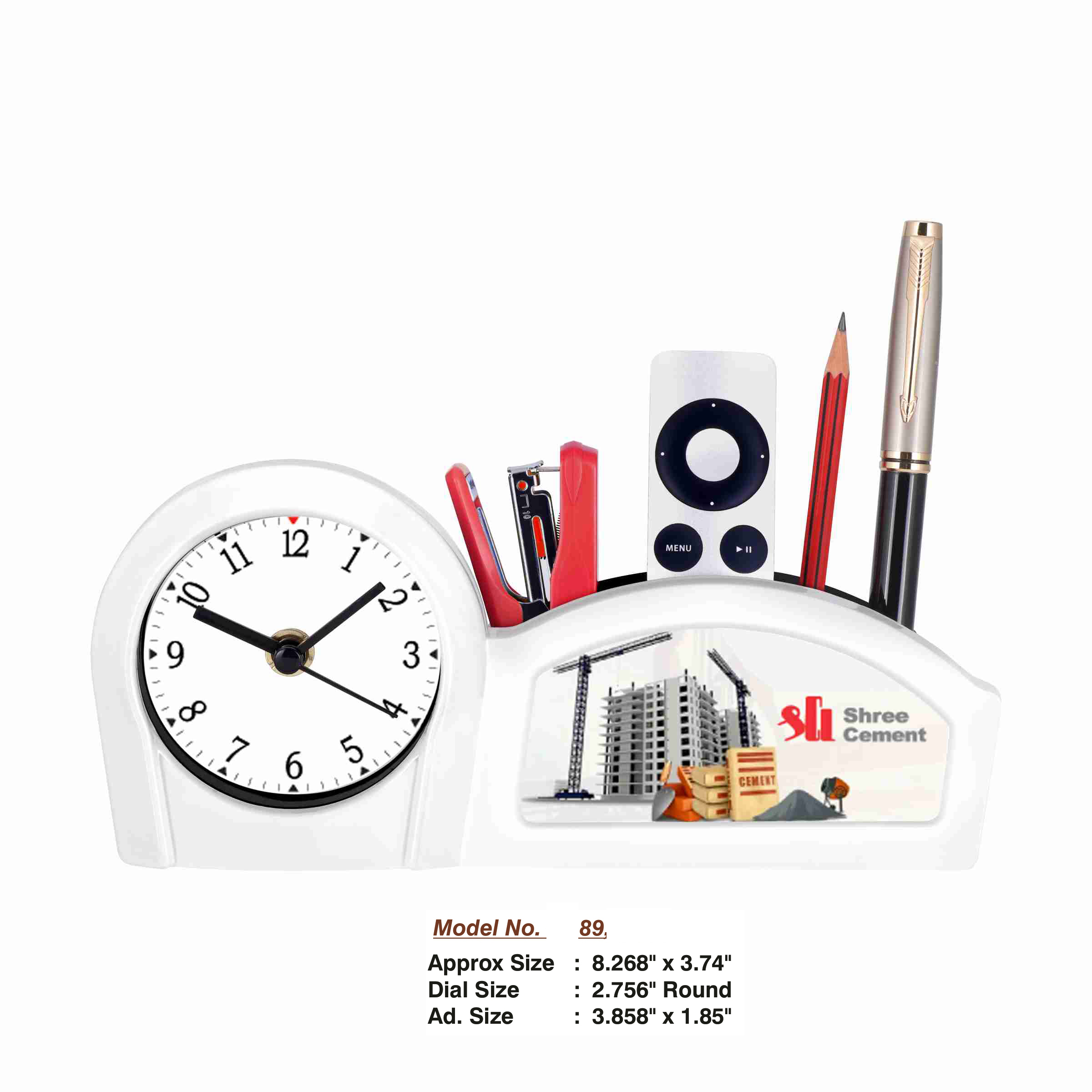 24202689*TABLE CLOCK WITH PEN STAND