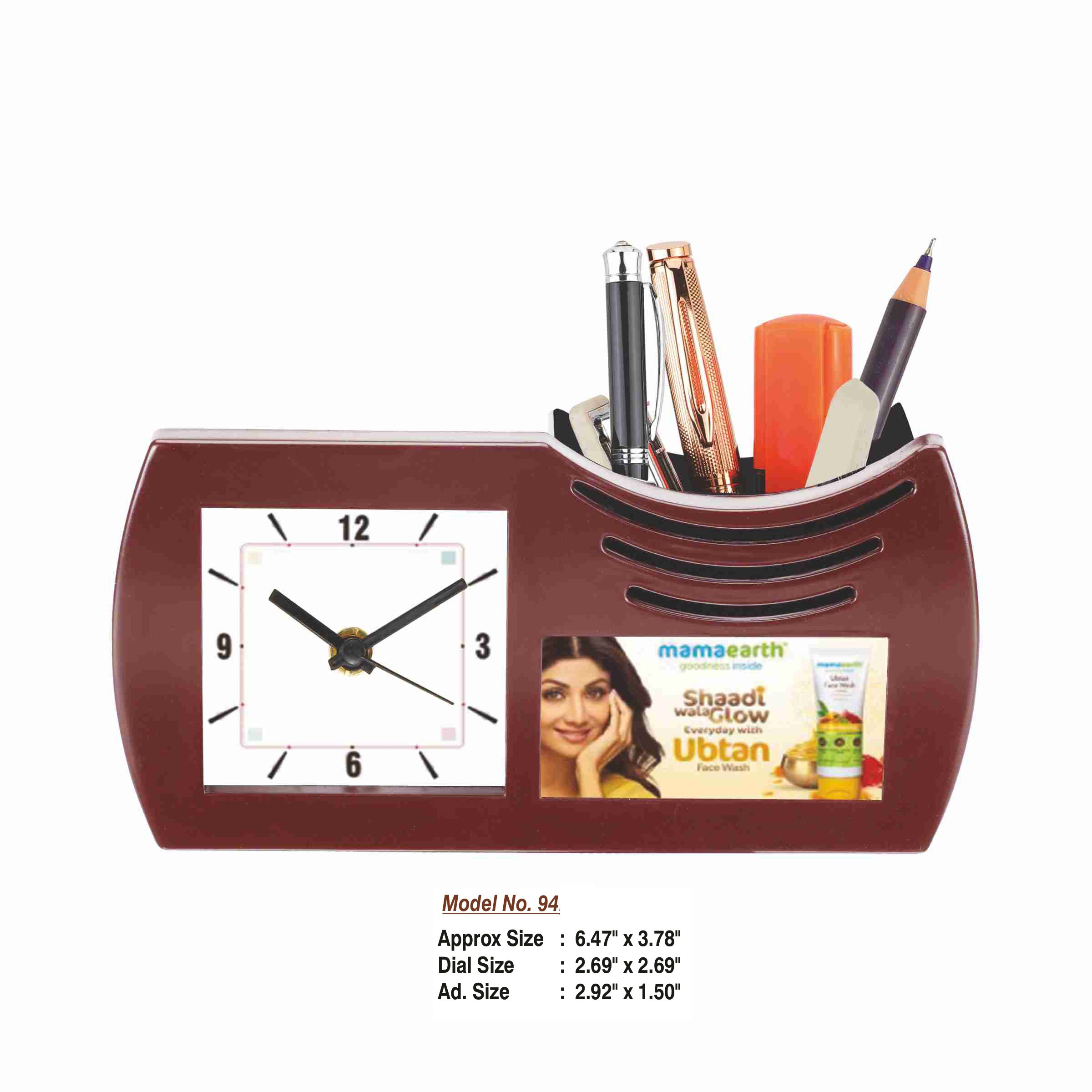 24202694*TABLE CLOCK WITH PEN STAND