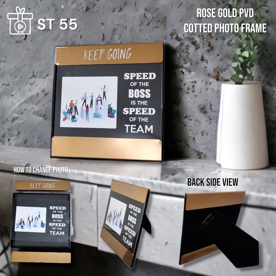 362025ST55*PHOTO FRAME  ROSE GOLD FINISH 