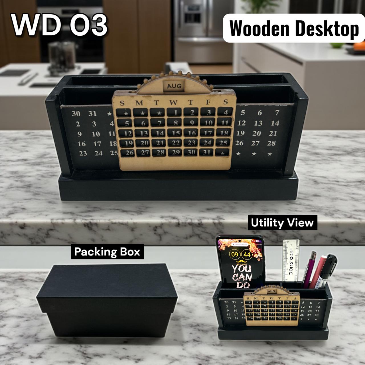 362025WD03*WOODEN CALENDER PEN STAND