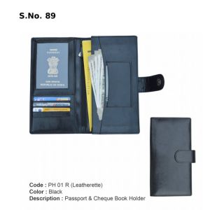 PH 01R*Passport & Cheque Book Holder  Leatherette