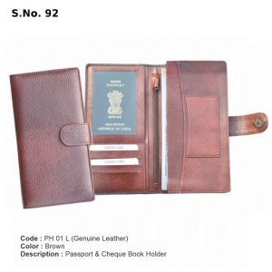 PH 01L*Passport & Cheque Book Holder  Genuine Leather
