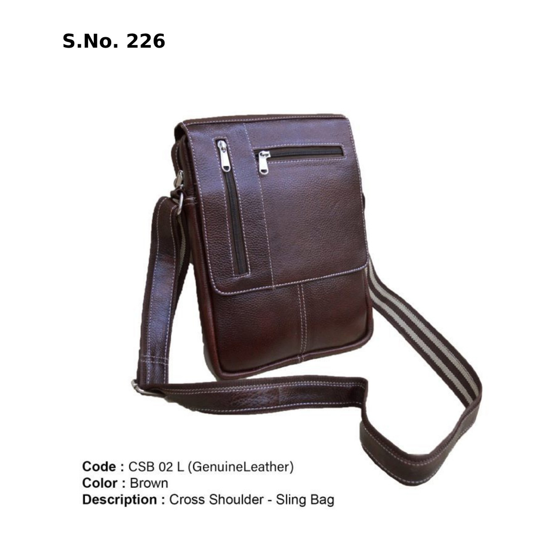 CSB 02 L*Cross Shoulder Sling Bag  Genuine Leather