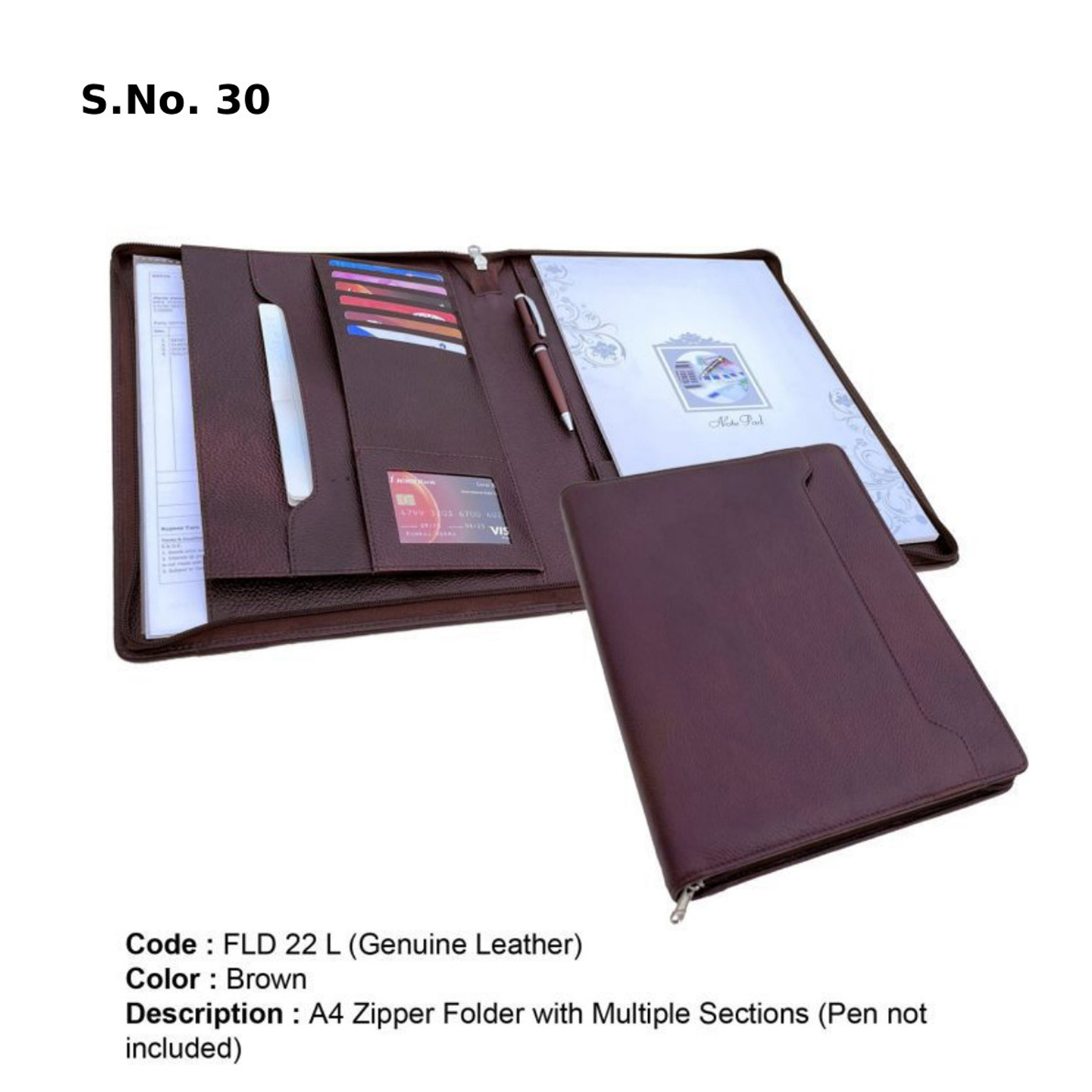 FLD 22 L*A4 Zipper Folder with Multiple Sections