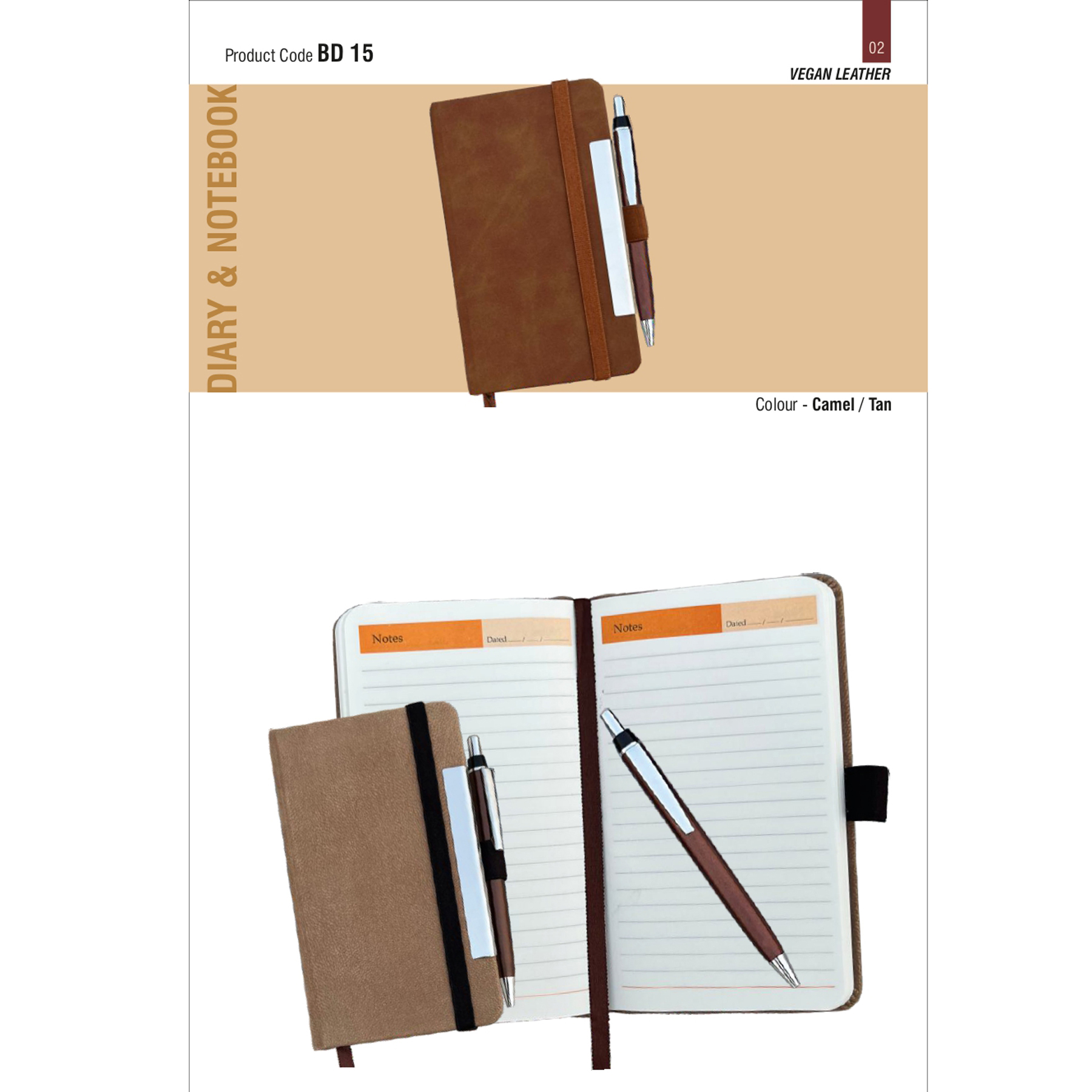 41202502*Palm size hard bound notebook with metal pen 