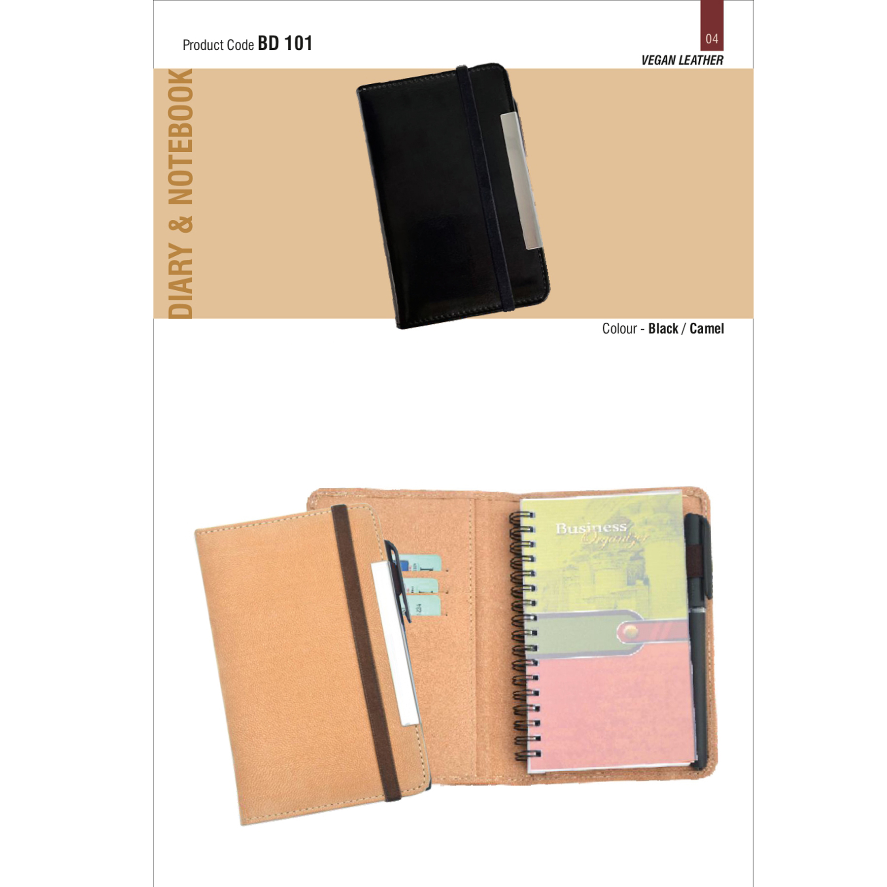 41202504*B 7 Dateless wireo diary with pen 