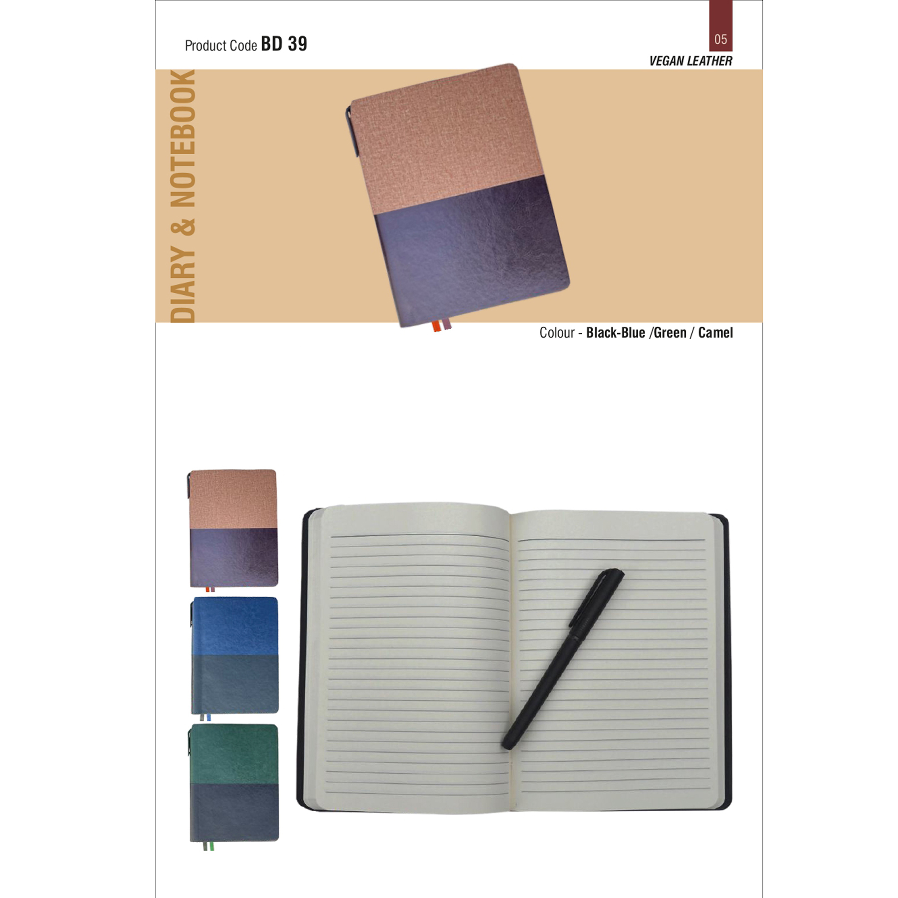 41202505*Multicolor A 5 dateless flexible notebook with pen