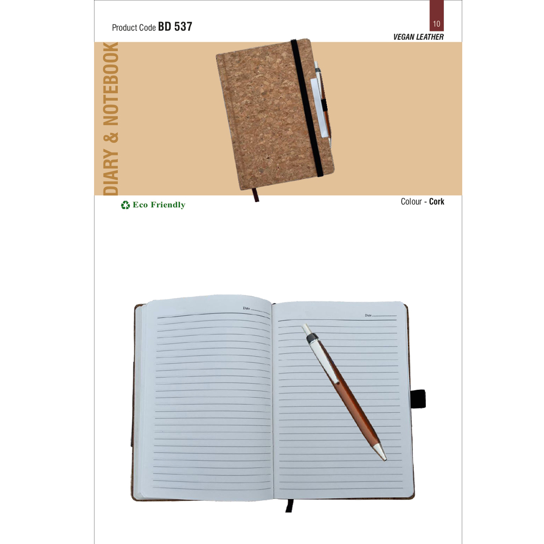 41202510*A 5 Dateless hard bound notebook with metal pen