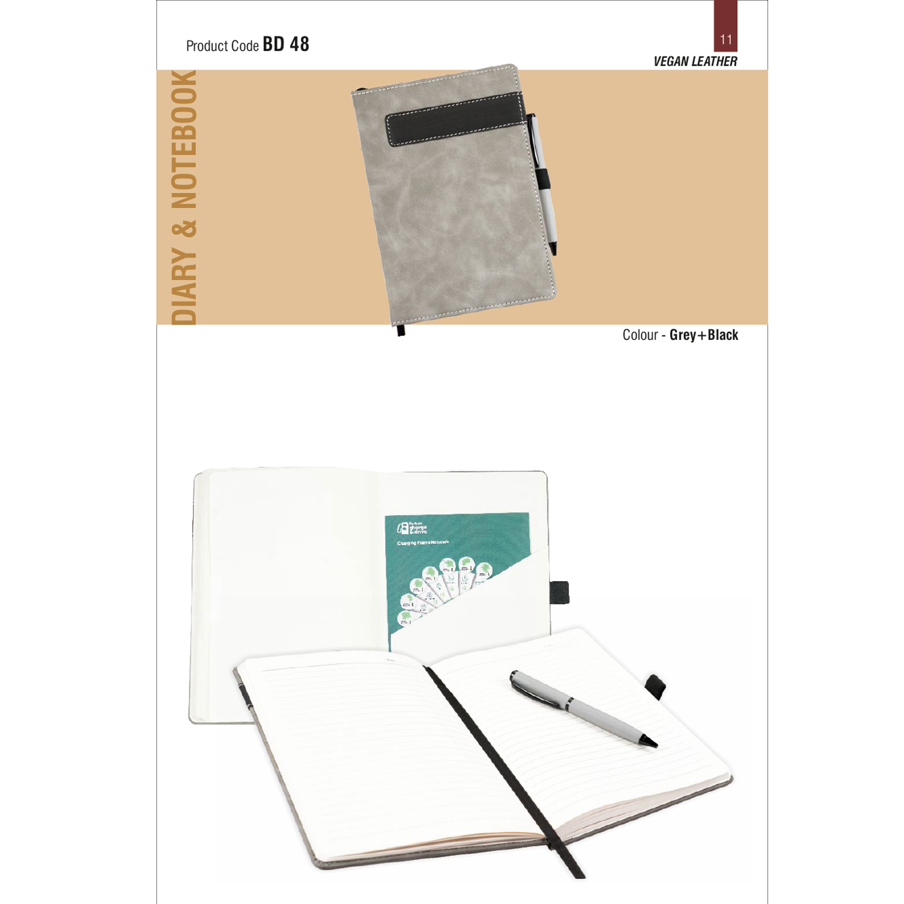 41202511*A 5 Dateless hard bound notebook with metal pen