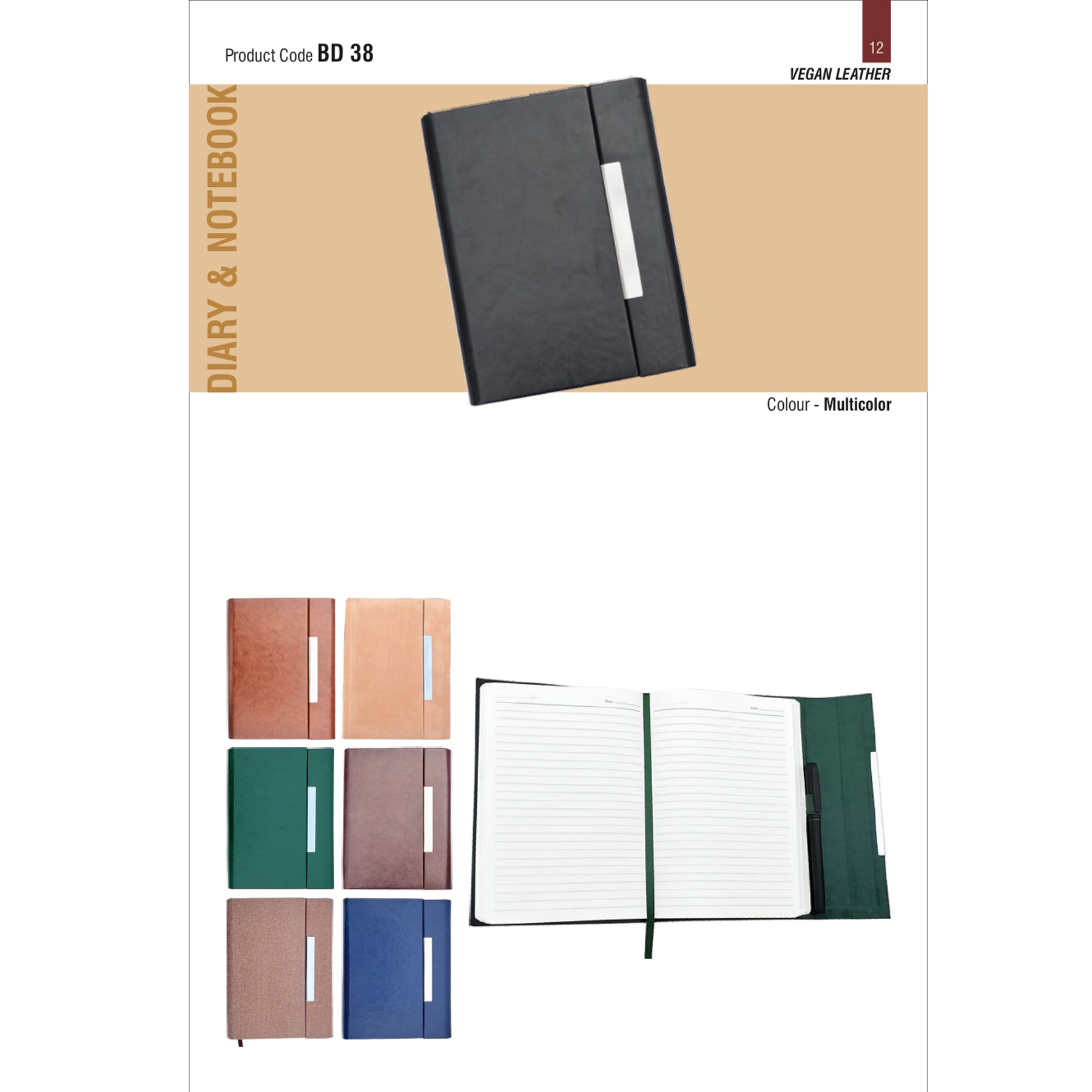 41202512*Multicolor A 5 dateless hard bound notebook with pen
