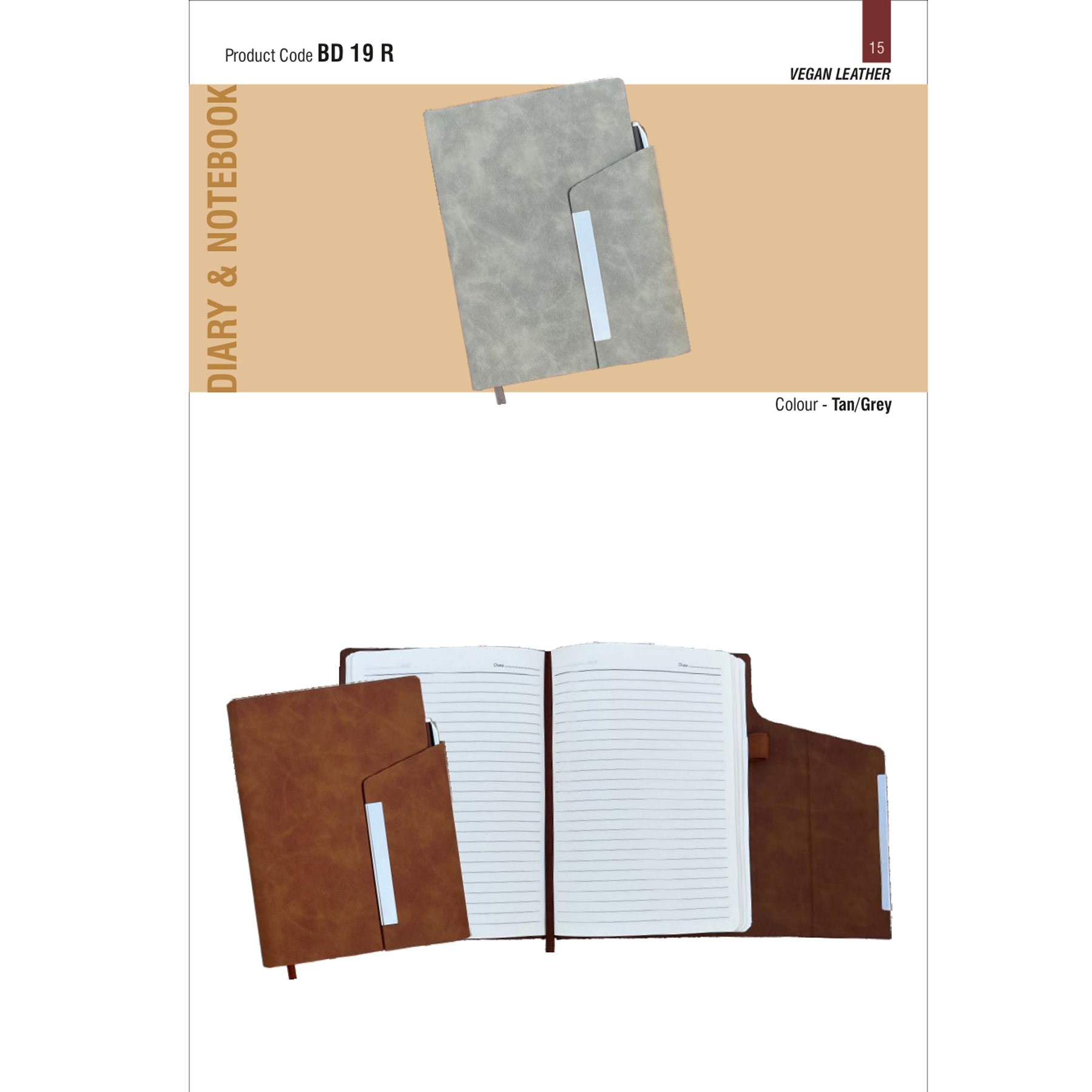 41202515*A 5 Dateless hard bound notebook with metal pen