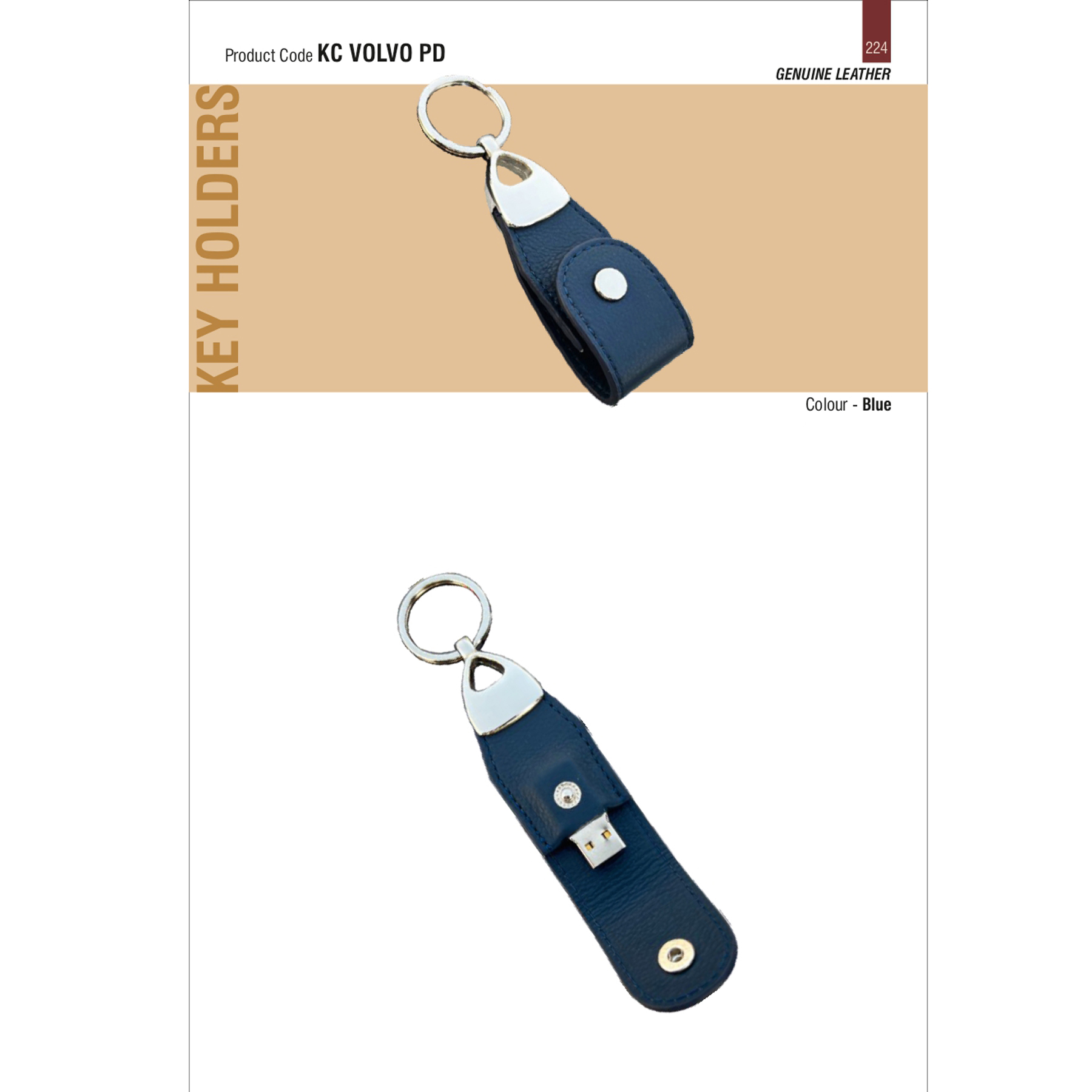 412025224*Key Ring with USB Drive   Genuine Leather