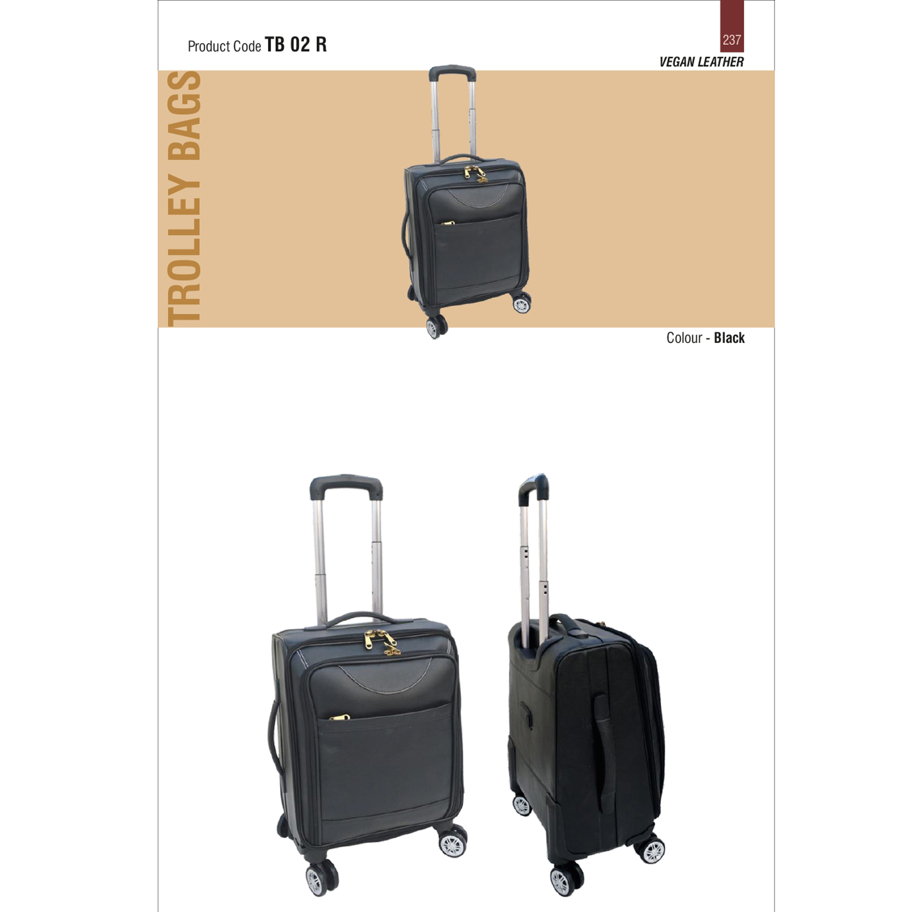 412025237*Cabin Trolley Bag  Leatherette 4 Wheeler
