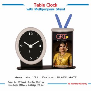 42023171*TABLE CLOCK WITH MULTIPURPOSE STAND