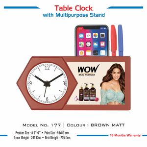 42023177*TABLE CLOCK WITH MULTIPURPOSE STAND