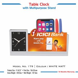42023179*TABLE CLOCK WITH MULTIPURPOSE STAND