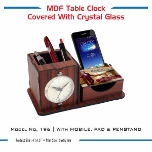 42023196*MDF TABLE CLOCK COVERED WITH CRYSTAL GLASS