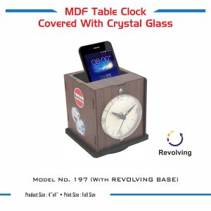 42023197*MDF TABLE CLOCK COVERED WITH CRYSTAL GLASS