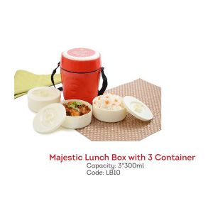 OLIVEWARE MAJESTIC LUNCH BOX WITH 3 PLASTIC CONTAINER PU INSULATED 