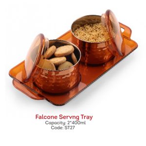 OLIVEWARE FALCONE SERVING UNBREAKABLE TRAY SET OF 3 COPPER POLYCARBONATE