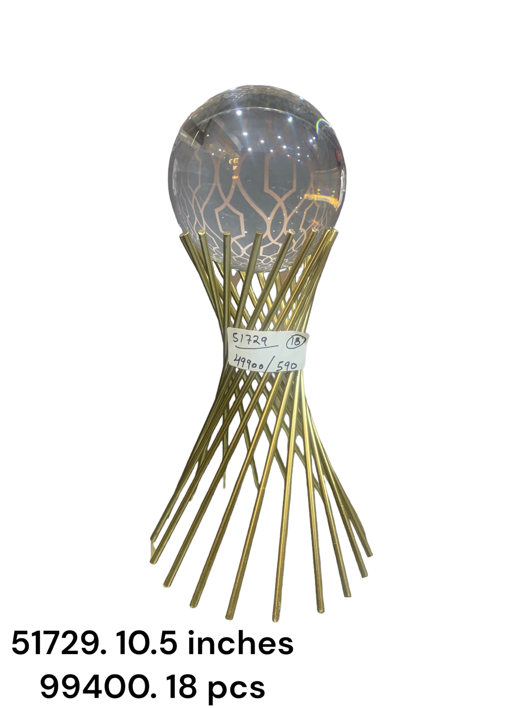 51729 (18) GLASS BALL METAL SHOWPIECE