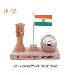 5202355*JP55 WOODEN FLAG WITH CLOCK
